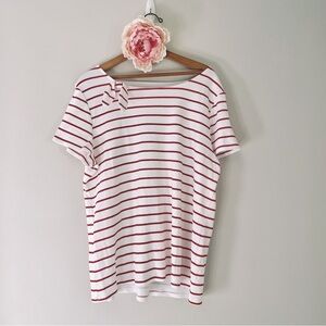 🎯3/$10 Croft & Barrow Short Sleeve Striped Top Red White